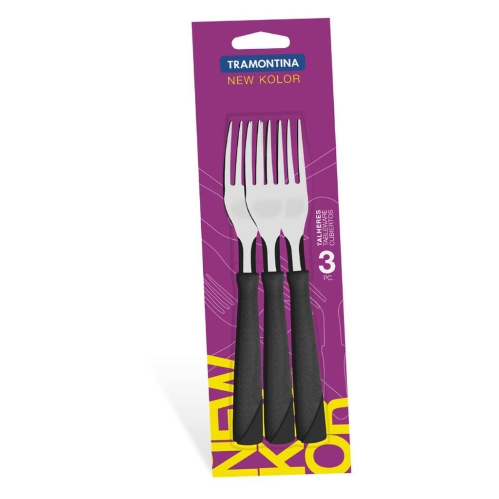 [923162/300] Tenedor Tramontina x3 NEW KOLOR negro