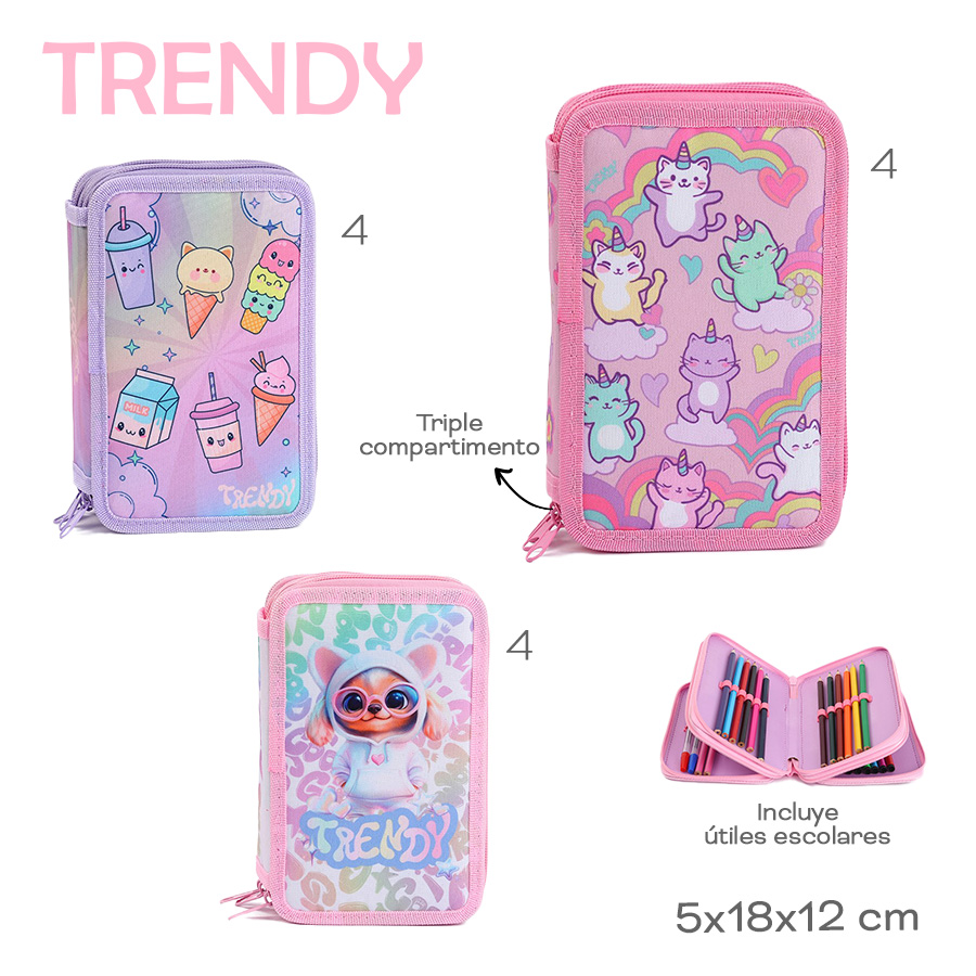 [853836] CARTUCHERA CON UTILES TRENDY