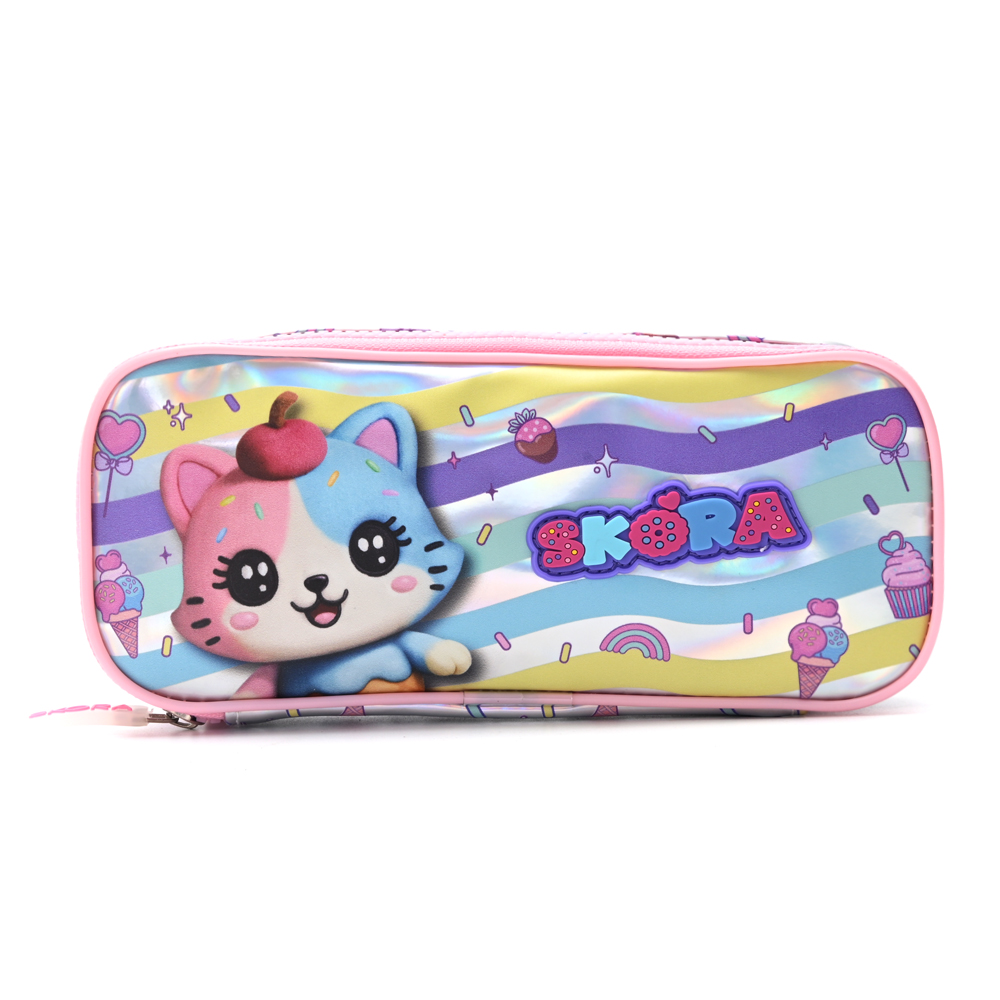 CARTUCHERA RECTANGULAR 1 CIERRE THINK HAPPY TEEN KAWAII 21x9x5 CM SKORA