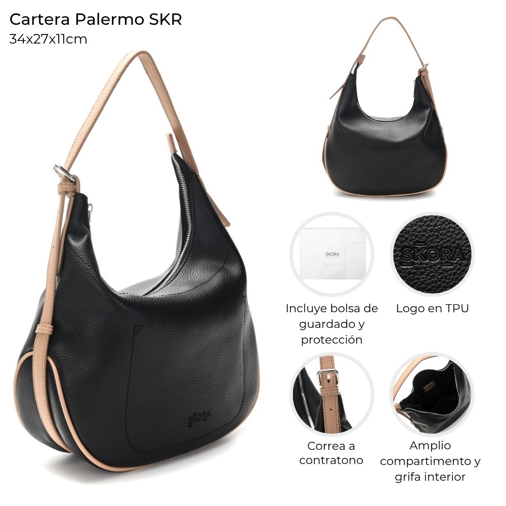 [147923] CARTERA PALERMO SKORA NEGRA 34x27x11 CM