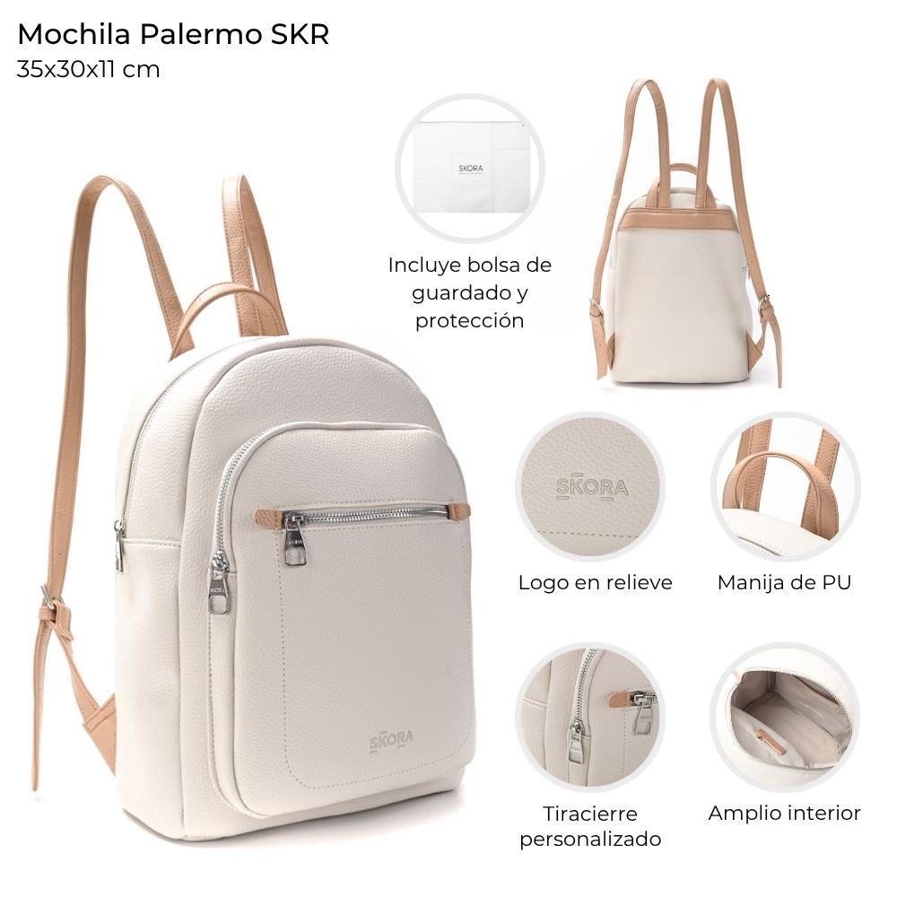 [147933] MOCHILA PALERMO SKORA BLANCA 35x30x11 CM