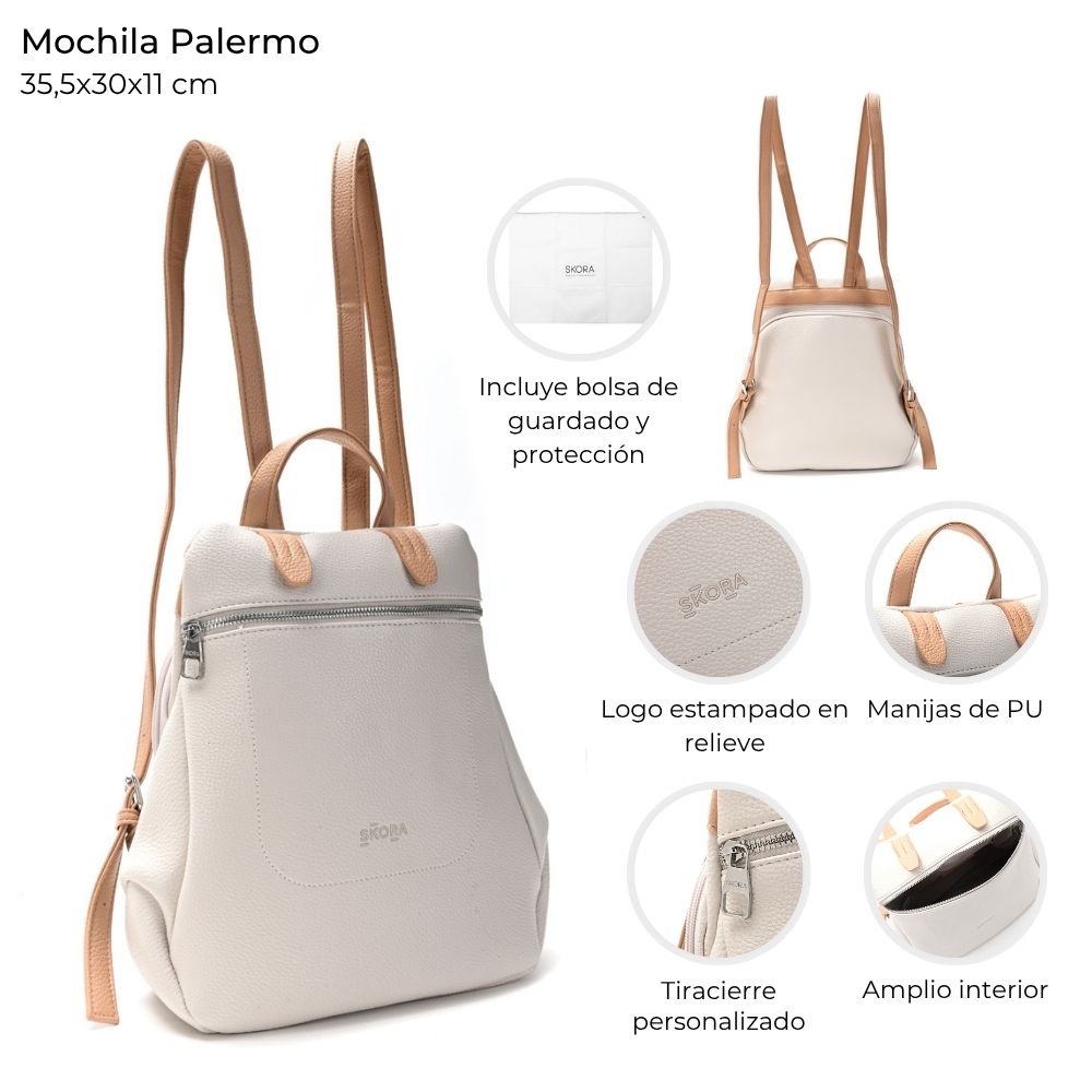 [149610] MOCHILA PALERMO SKORA 35,5x30x11 CM BLANCA