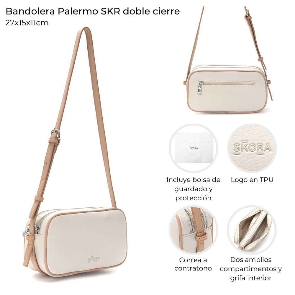 [147927] BANDOLERA PALERMO SKORA BLANCA 27x15x11 CM