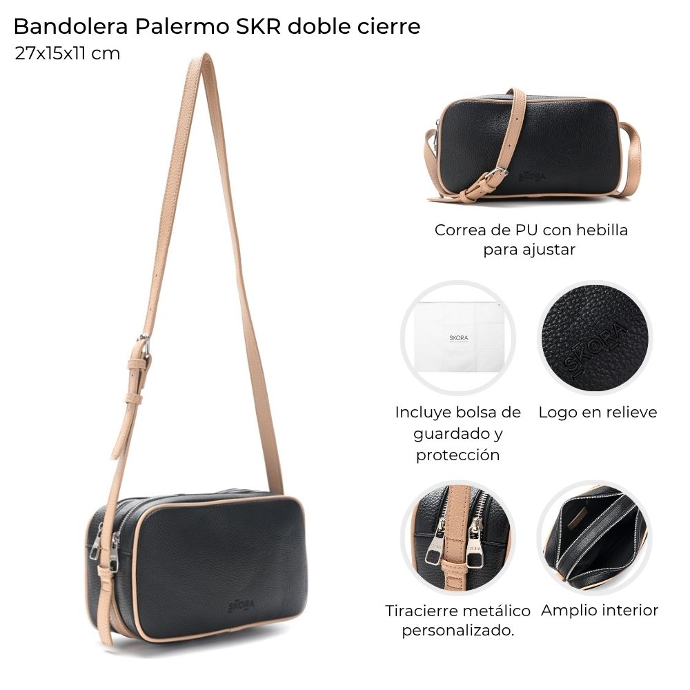 [147926] BANDOLERA PALERMO SKORA NEGRA 27x15x11 CM