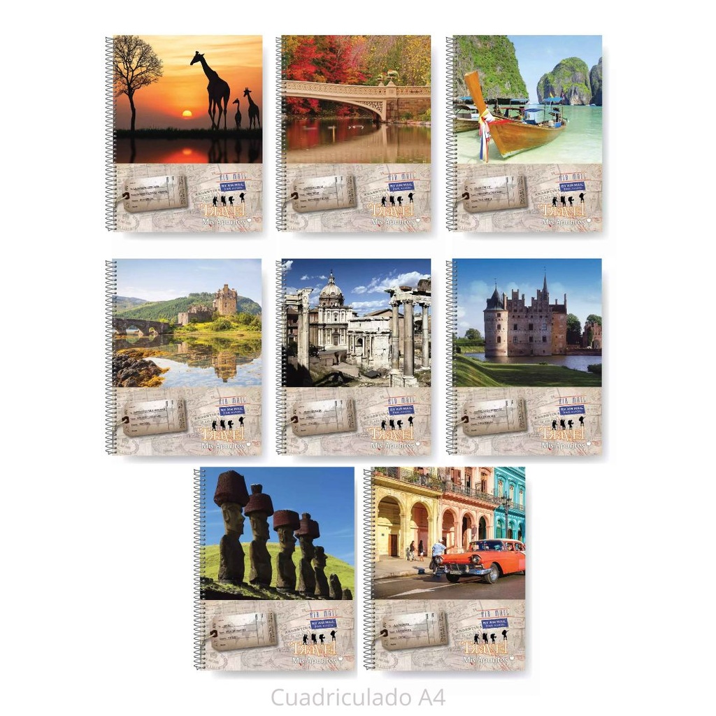 [6919213] CUADERNO A4 ESPIRALADO T/F TRAVEL - 80 Hjs Cuadriculado