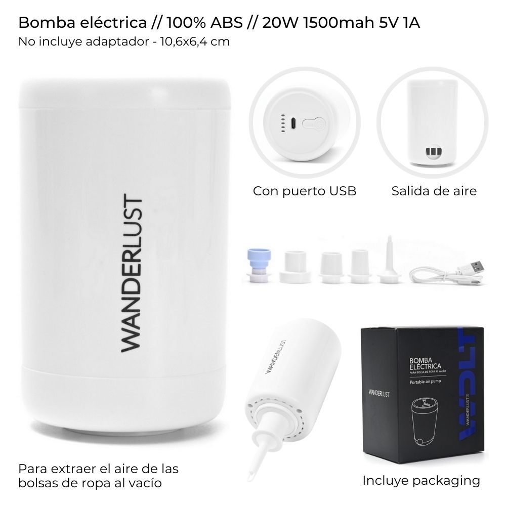 [838634] BOMBA ELECTRICA PARA BOLSAS AL VACIO CON PUERTO USB