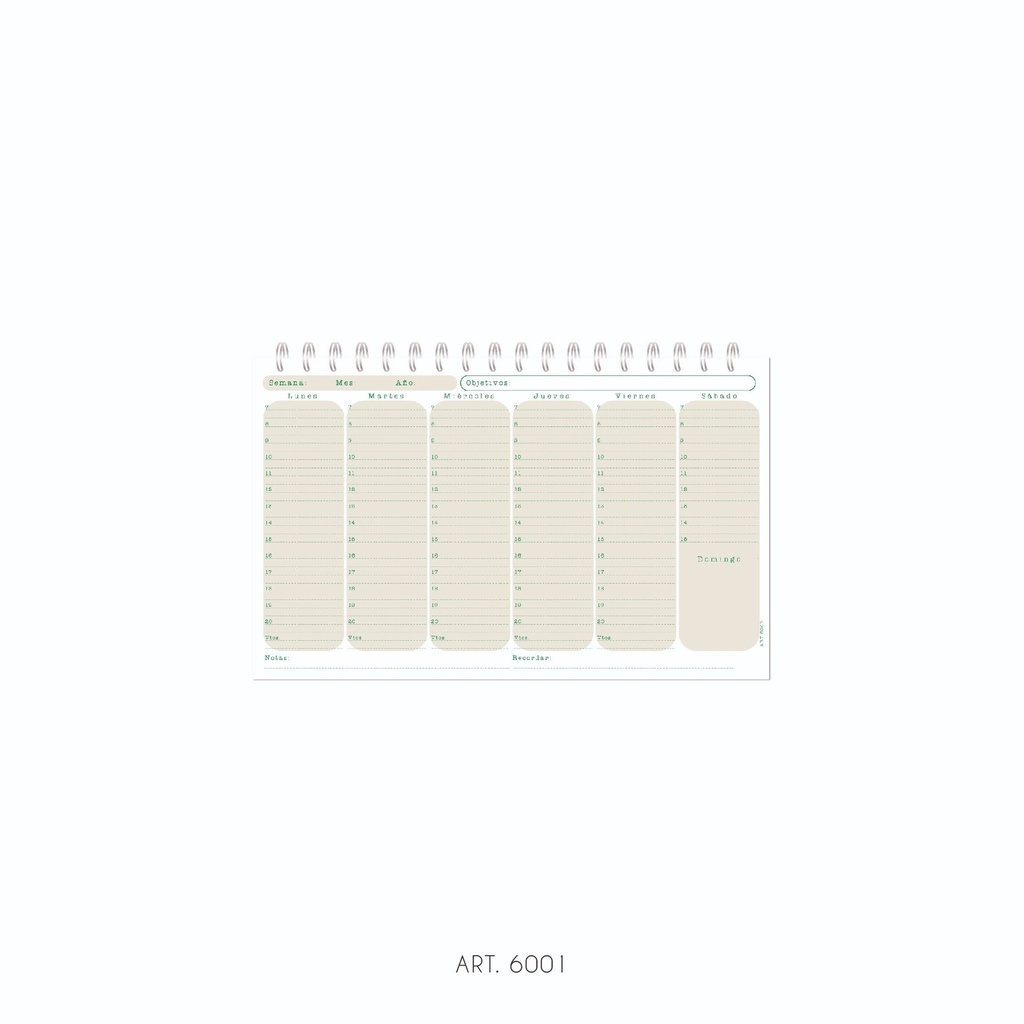 PLANNER SEMANAL PERPETUO ESPIRAL 34X22CM NORPAC