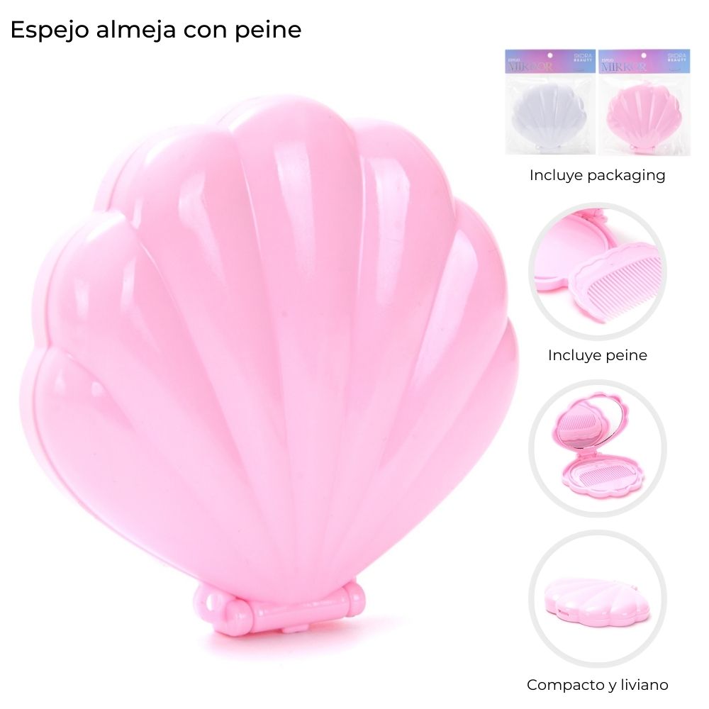 [844032] ESPEJO ALMEJA CON PEINE SKORA