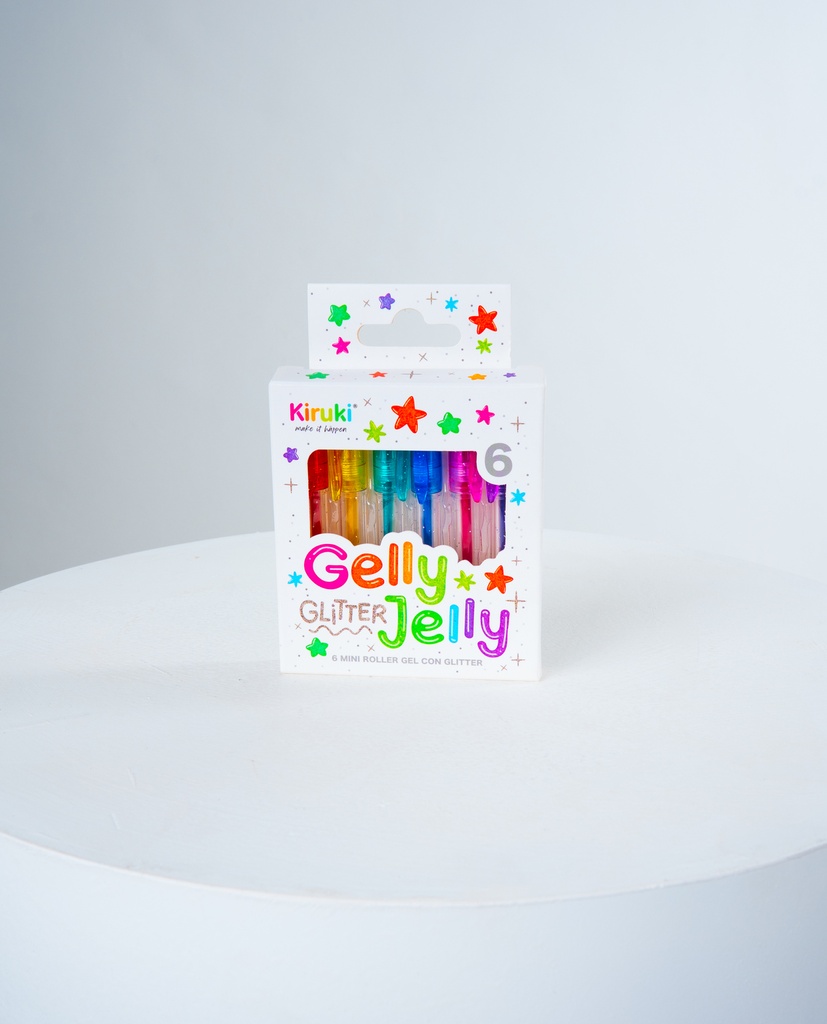 [6144004] MINI BOLIGRAFOS ROLLER TINTA GEL CON GLITTER X6 KIRUKI