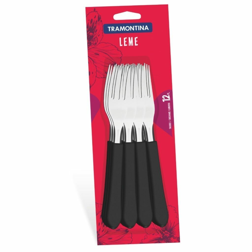 [923182/900] Tenedor Mesa Tramontina Leme x12 Negro