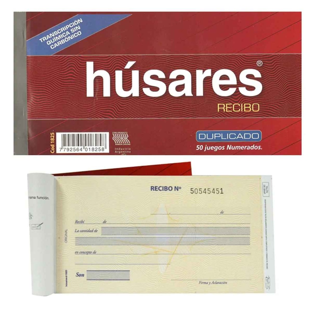 [61825] Talonario Recibo por duplicadO HUSARAES