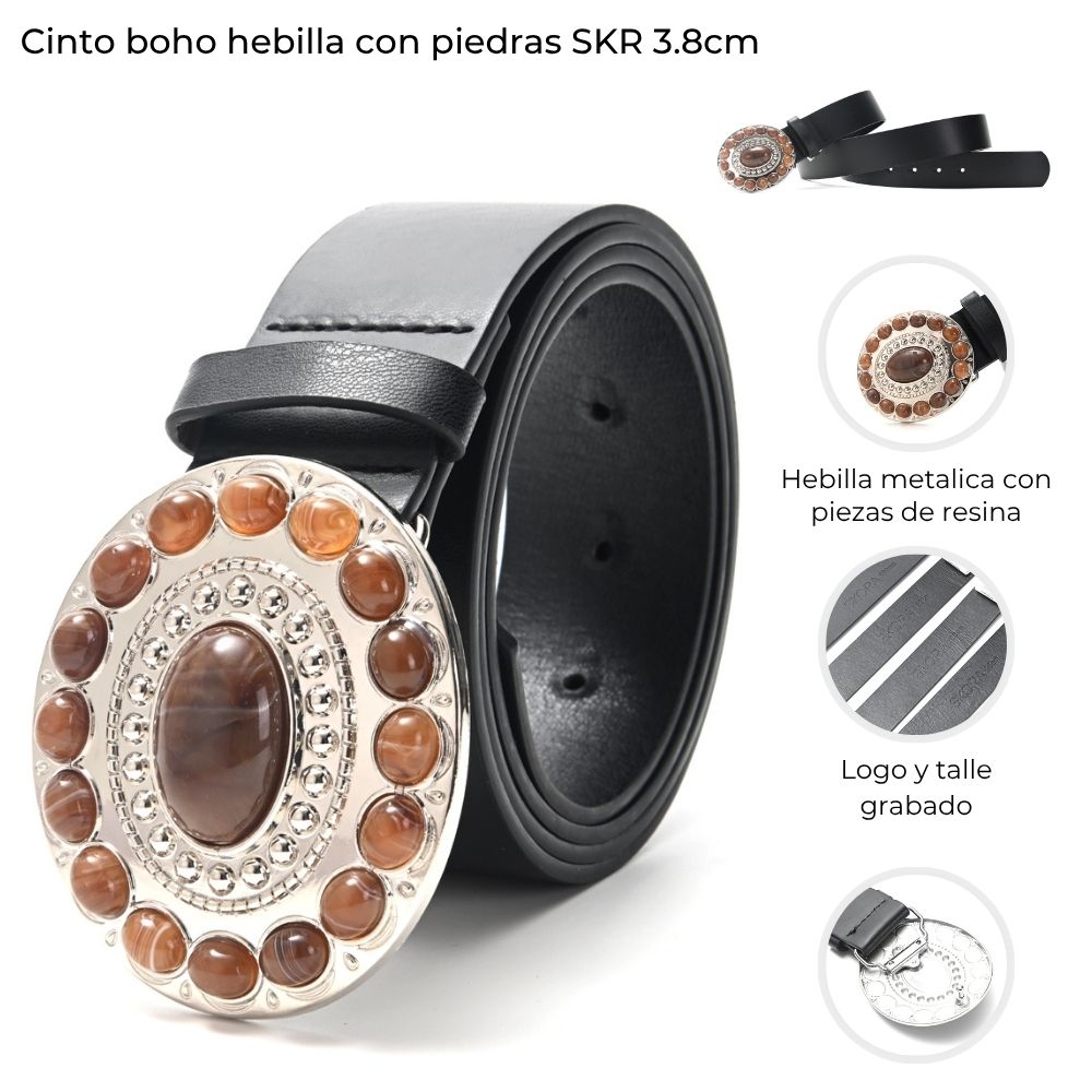 [848376] CINTO BOHO HEBILLA CON PIEDRAS SKORA 3,8CM