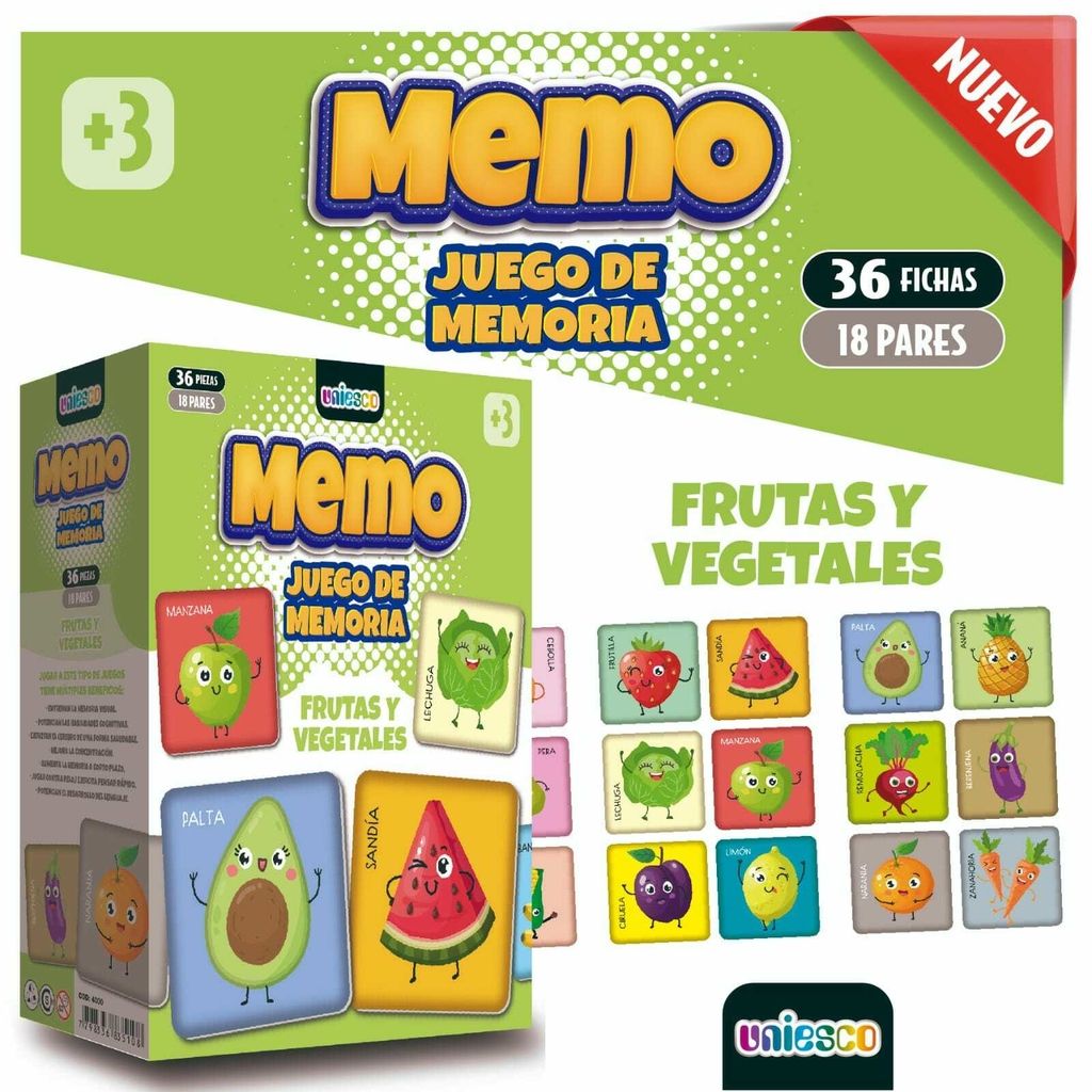 [814000] JUEGO DE LA MEMORIA FRUTAS / DONAS / TRANSPORTE / ANIMALES UNIESCO