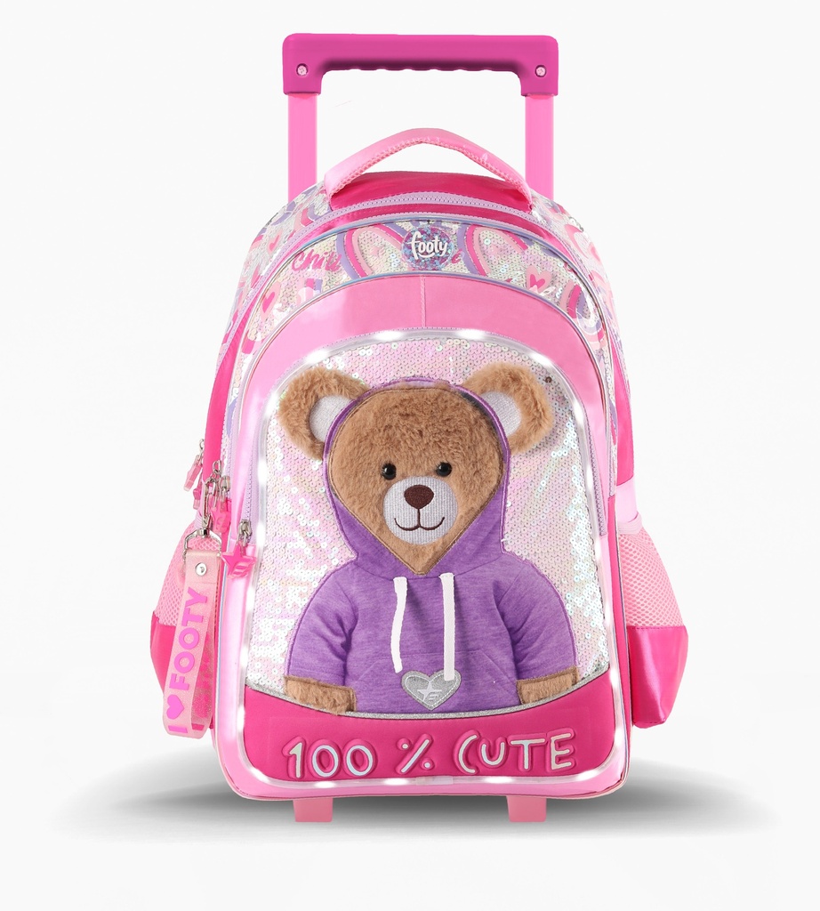 MOCHILA CARRO 18" TEDDY CON LUZ LED