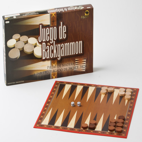 BACKGAMON BISONTE TABLERO 34x34 CM FICHAS MADERA