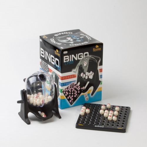 [81BI9919] BINGO DE 90 BOLILLAS CON BOLILLERO Y PORTABOLILLA DE CRISTAL BISONTE
