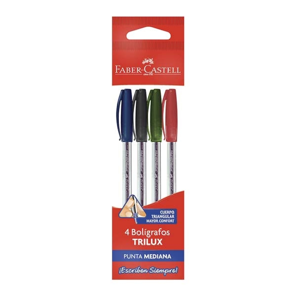 [6343280] BOLÍGRAFO TRILUX 032M FPACK x4 SURTIDO FABER-CASTELL