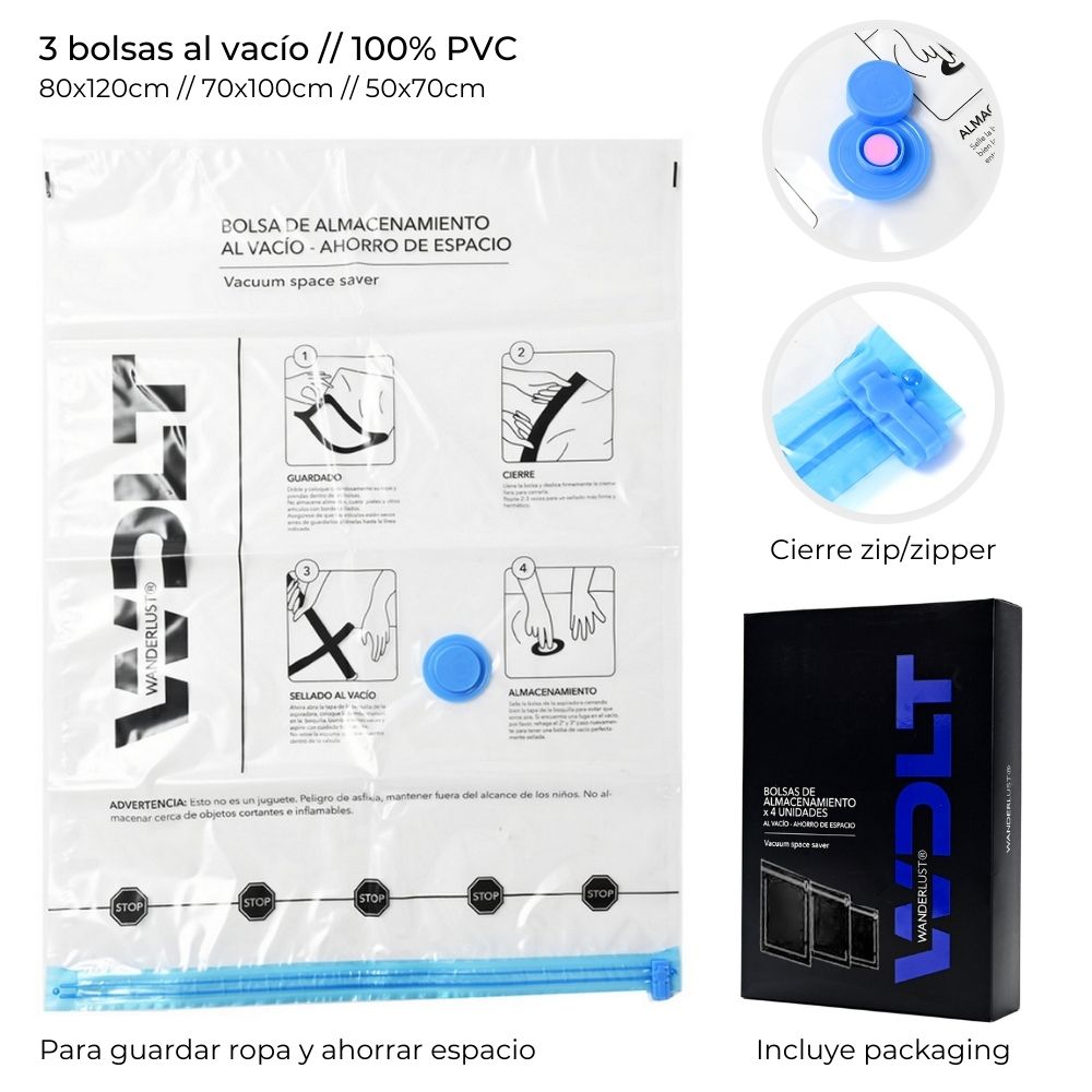 BOLSA AL VACIO PARA GUARDAR ROPA SET DE 3 PIEZAS
