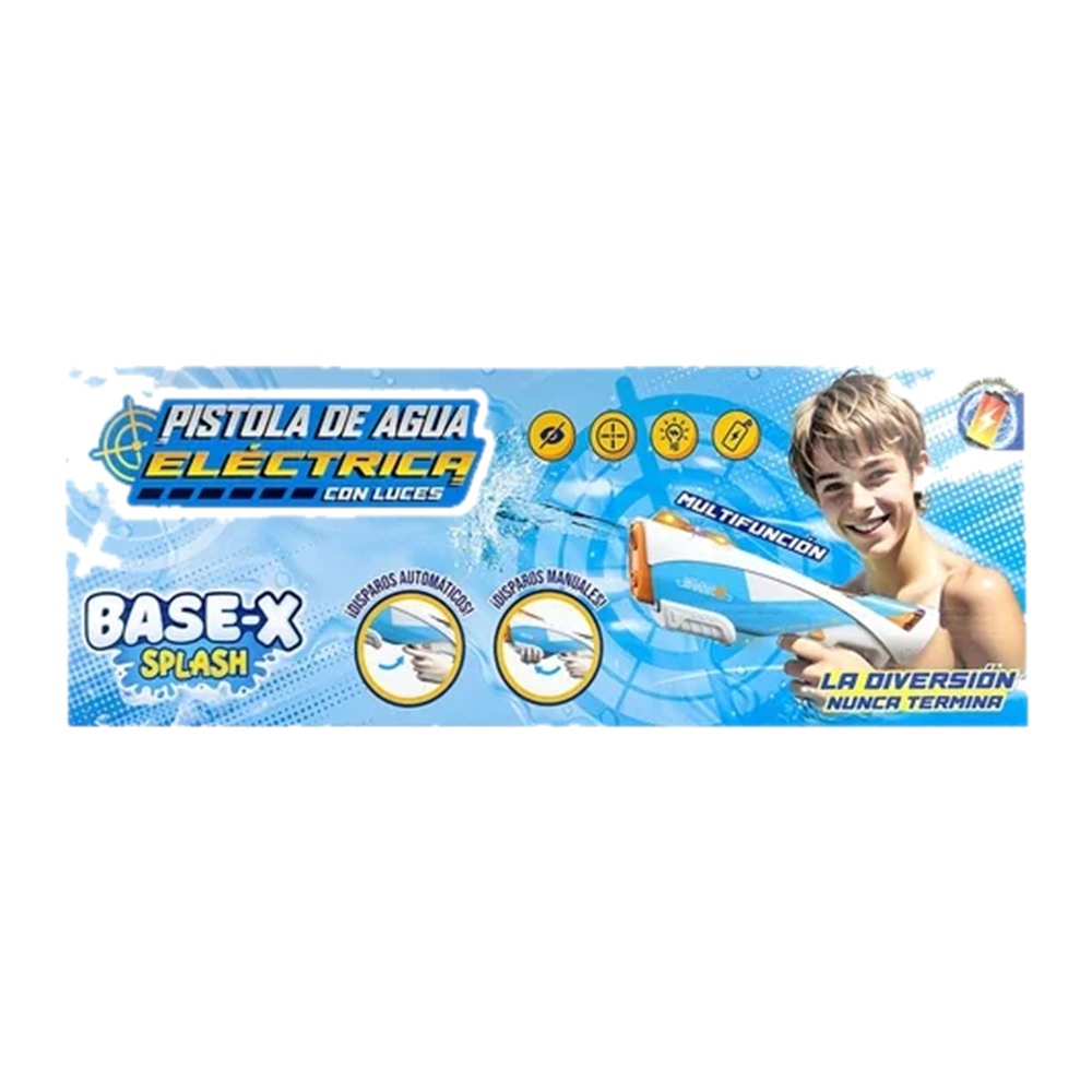 [818856] PISTOLA DE AGUA A BATERIA SHARK CON LUCES BASE-X SPLASH CARGA USB