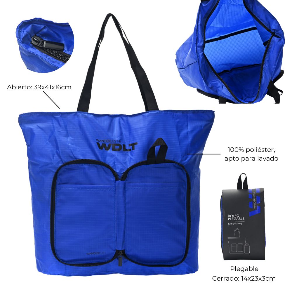 BOLSO TOTE PLEGABLE WANDERLUST - DESPLEGADO 39x41x16 C