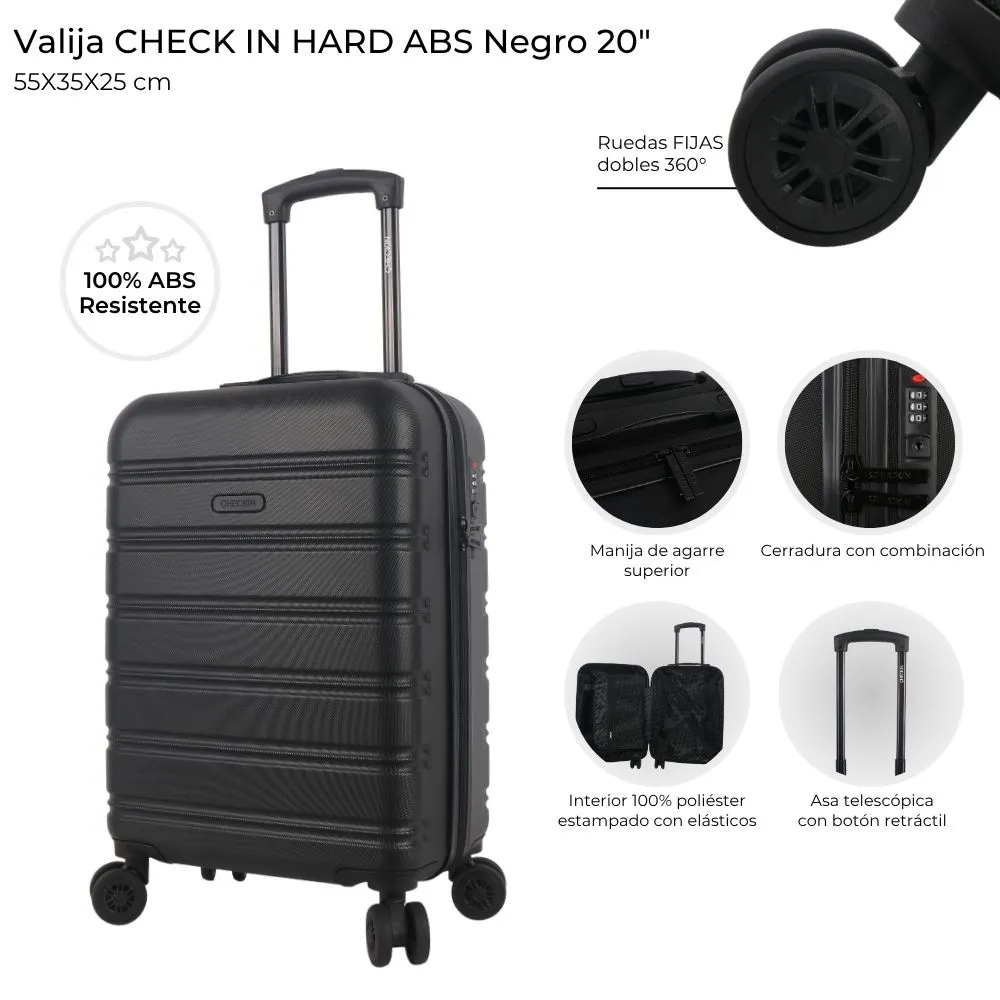 [448123] VALIJA CARRY ON CHECK IN HARD ABS NEGRA 20"