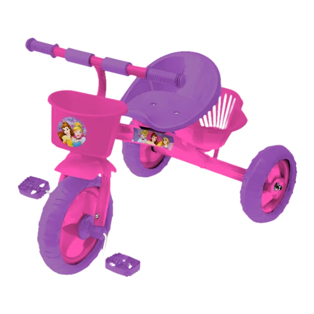 [8157104] TRICICLO INFANTIL CON CANASTO ESTRUCTURA DE METAL DISNEY PRINCESAS