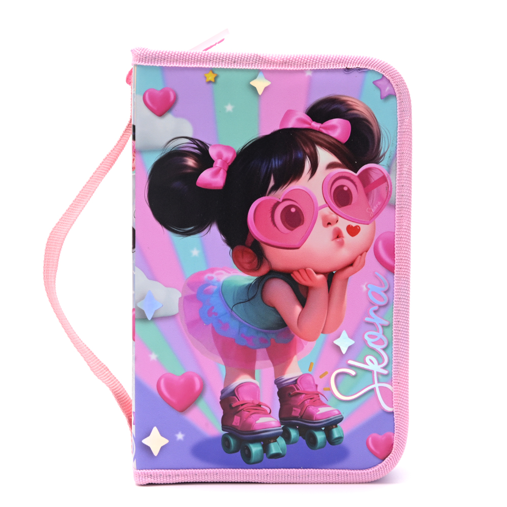 [843152] CARTUCHERA CANOPLA DESPLEGABLE THINK HAPPY NENAS COOL 22x14x6 CM SKORA