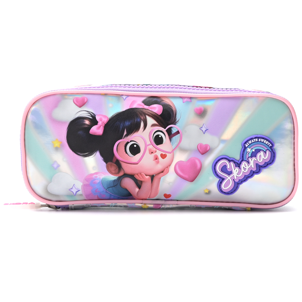 [843187] CARTUCHERA RECTANGULAR 1 CIERRE THINK HAPPY NENAS COOL 21x9x5 CM SKORA