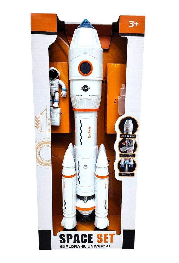 [8155562] COHETE EXPLORADOR CON ASTRONAUTA CON LUZ Y SONIDO 17x6x38 CM