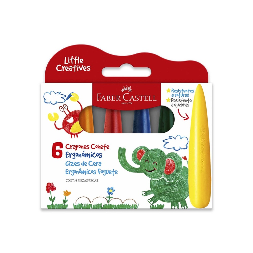 [6121718] CRAYONES ERGONÓMICOS COHETE/CONO x6 FABER-CASTELL