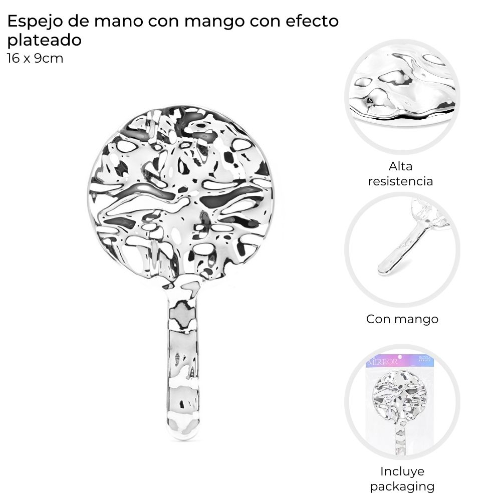 [838901] ESPEJO DE MANO CON MANGO 16x9 CM SKORA