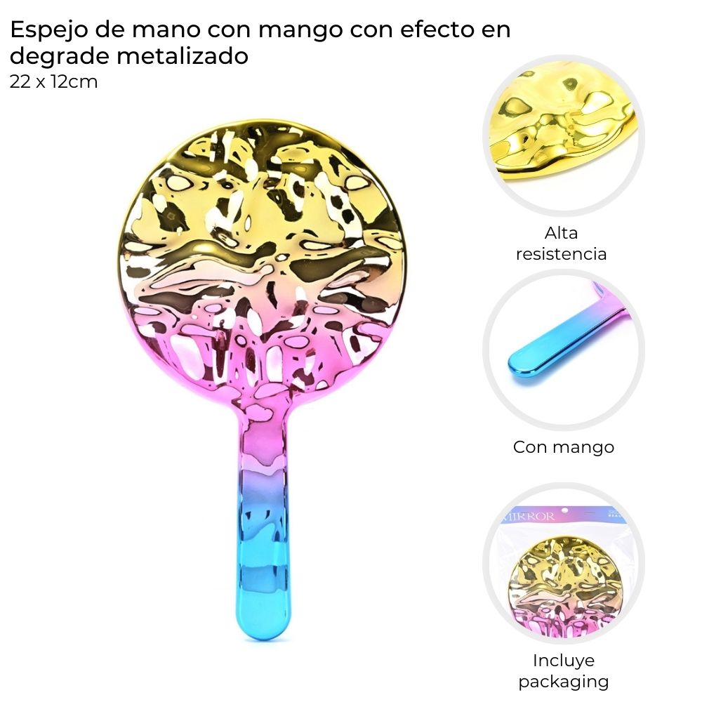 [838897] ESPEJO DE MANO CON MANGO 22x12 CM SKORA