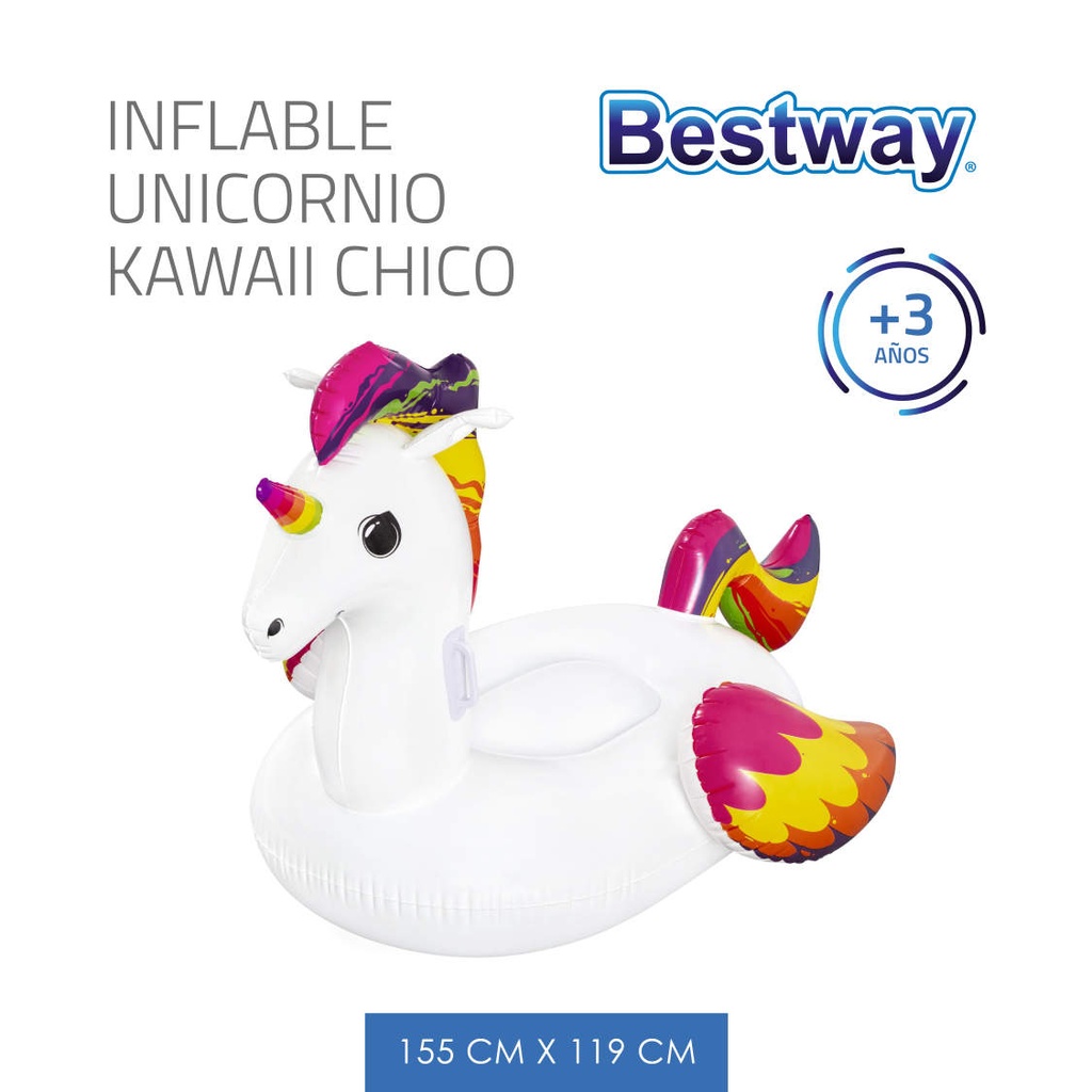 INFLABLE UNICORNIO KAWAII CHICO 155x119 CM BESTWAY