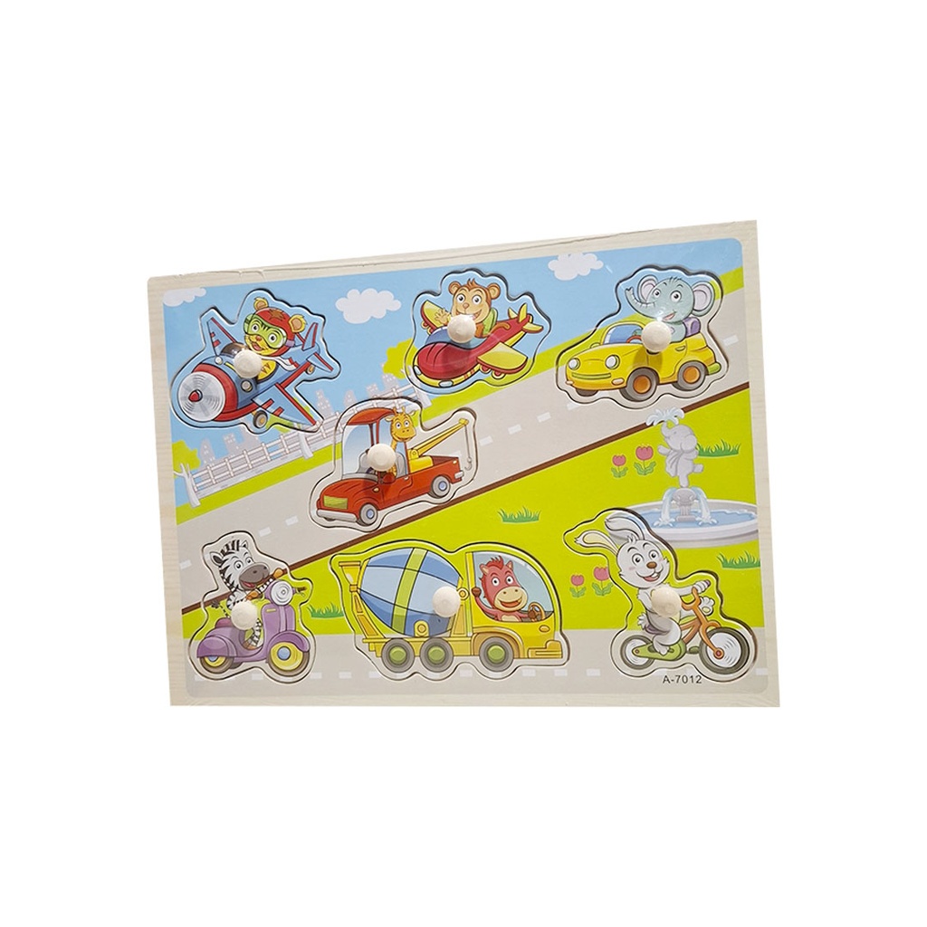 JUEGO DIDACTICO DE ENCASTRE BLOQUES DE MADERA GRANJA 25x16 CM