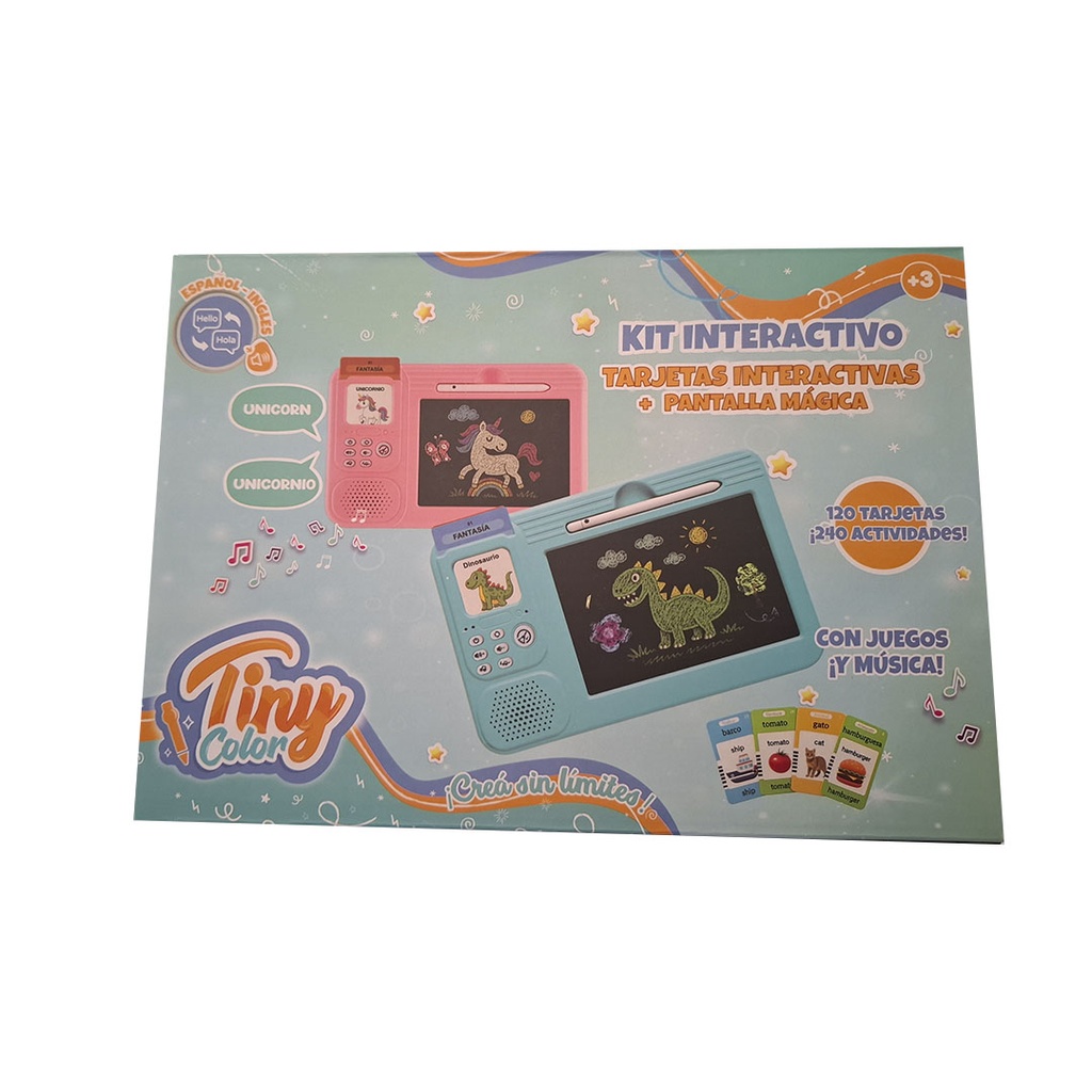 JUGA APRENDIENDO INGLES/ESPAÑOL CON PIZARRA CARGA USB 29X20X4CM