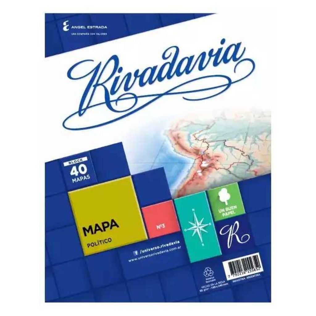 [6232152] BLOCK MAPAS N° 3 ARGENTINA POLÍTICO RIVADAVIA - 40 Hjs