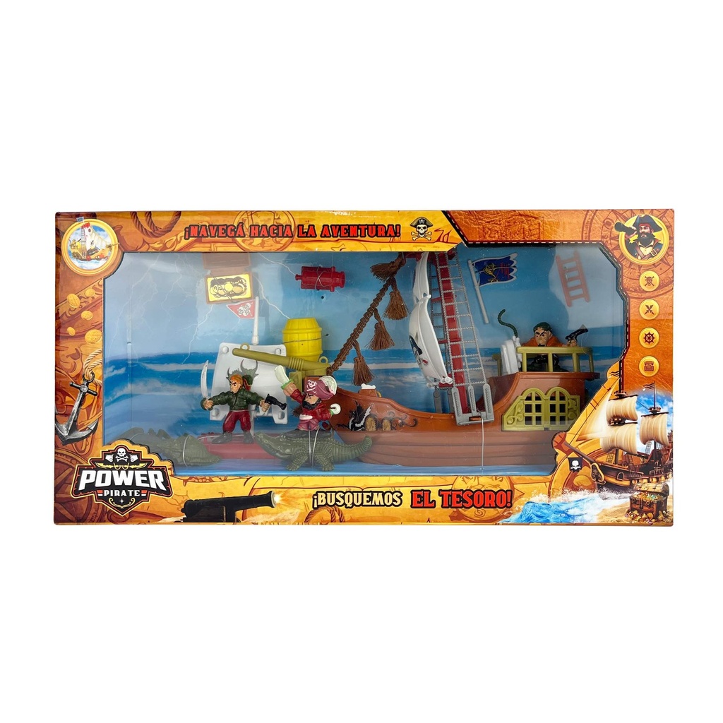 MEGA BARCO PIRATA CON ACCESORIOS 41x10x20CM