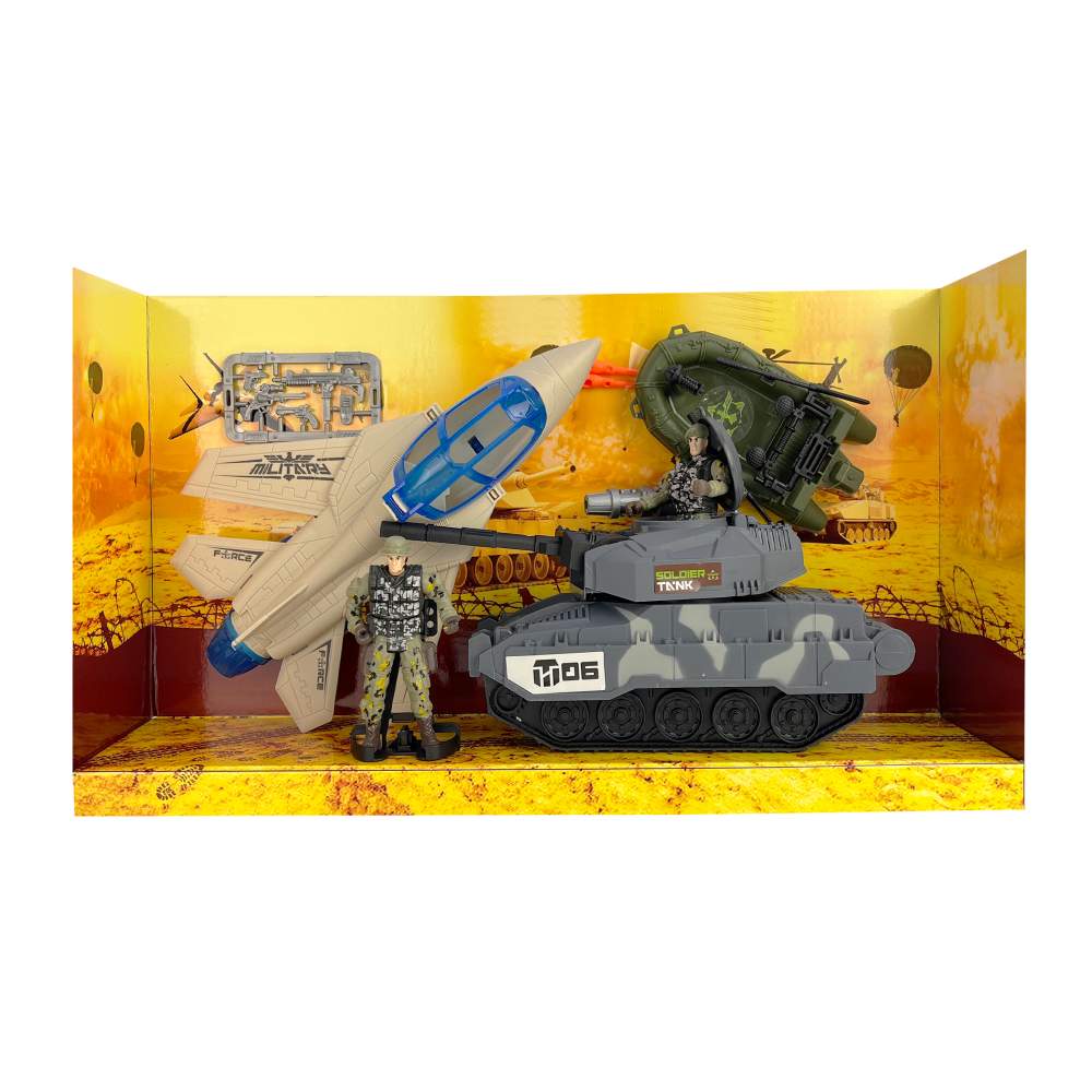 [8155542] MEGA SET CON AVION, TANQUE DE GUERRA 43x10,5x24,5CM