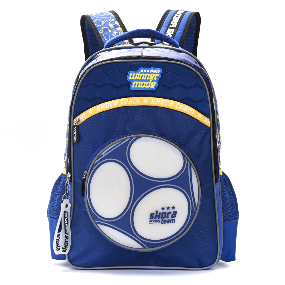 MOCHILA 18" FUTBOL  BLUE CON LLAVERO 32x45x15 CM