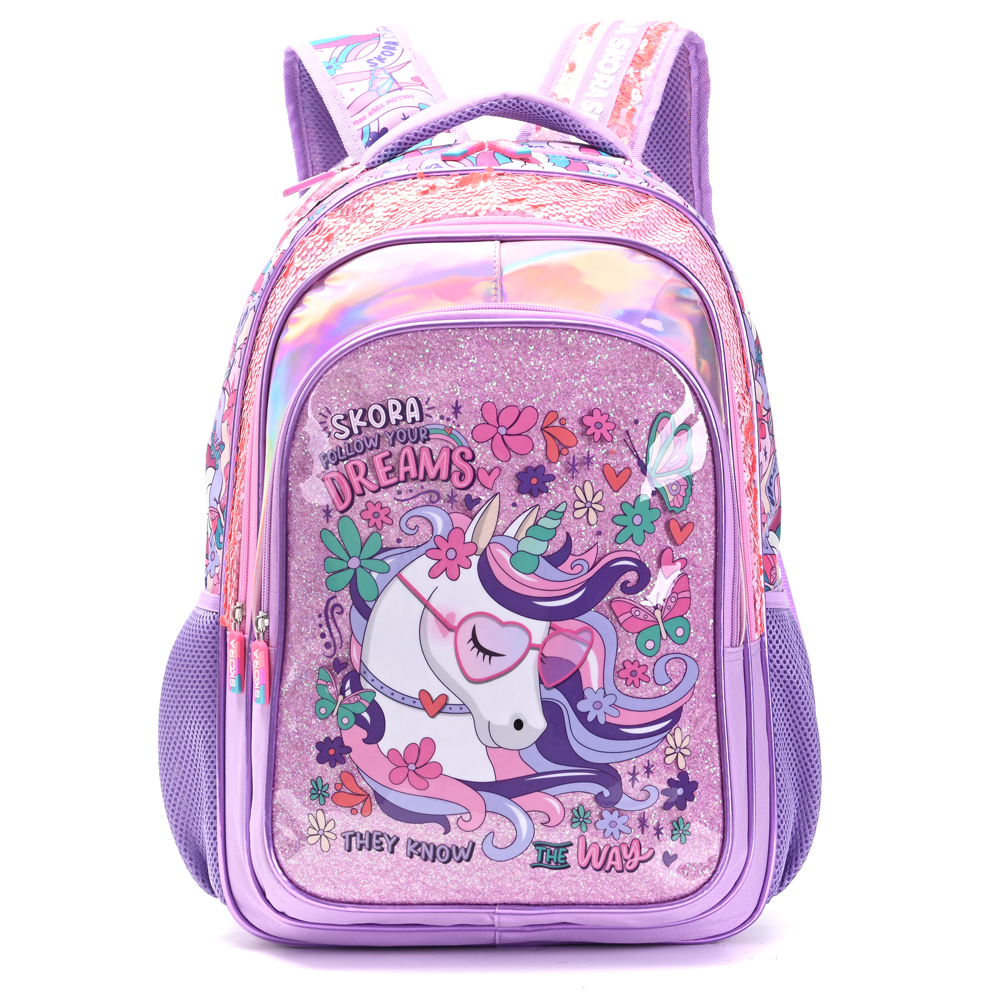 MOCHILA 18" UNICORNIO DREAMS CON LLAVERO SKORA 32x45x15 CM