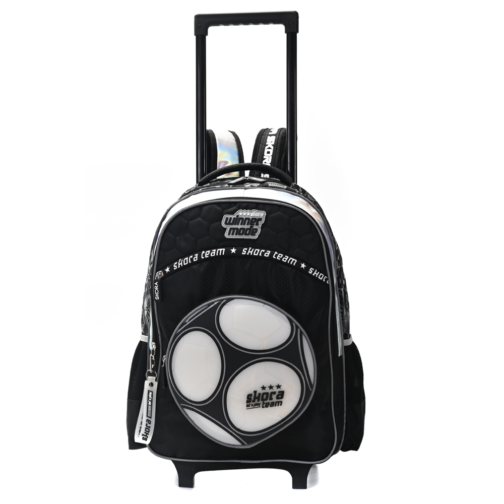 MOCHILA CARRO 18" FUTBOL BLACK CON LLAVERO 32x45x15 CM