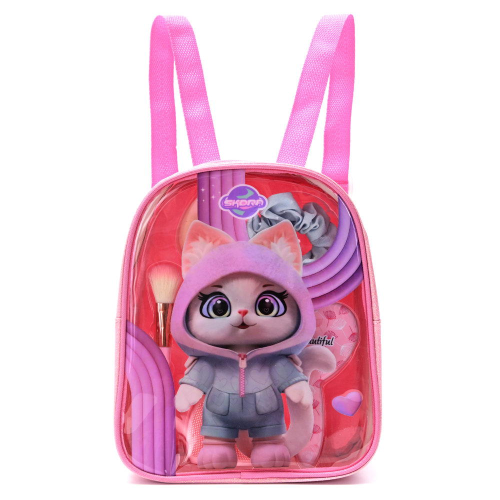 MOCHILA CON SET BAUTY GATITO CON OREJITA SKORA