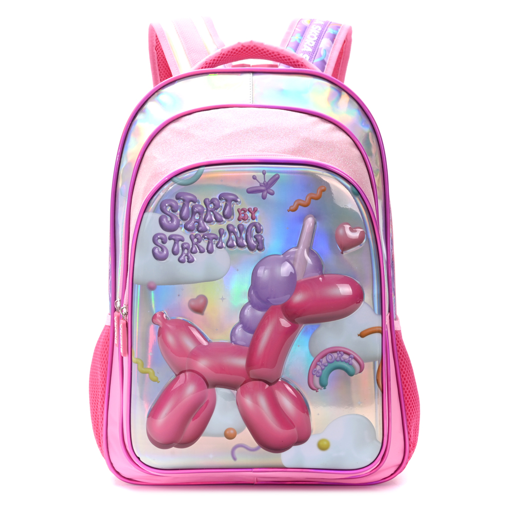MOCHILA THINK HAPPY LETTERING GLOBO CON LLAVERO 32x45x15 CM SKORA