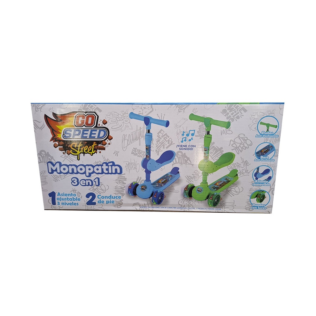 [8112269] MONOPATIIN 3 EN 1 CON LUCES 63x52x30CM 35KG