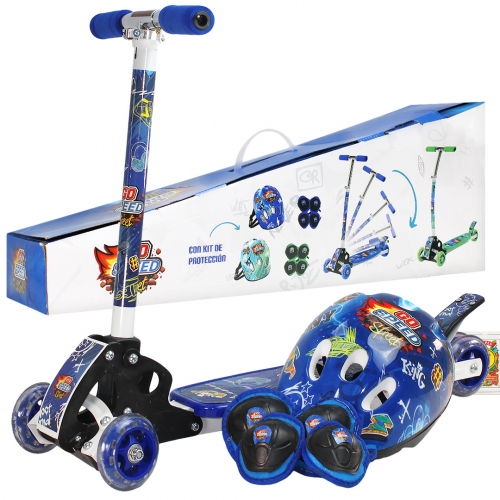 [8112274] MONOPATIN PLEGABLE METALICO GO SPEED + KIT DE PROTECCION 77x66x13CM 50KG