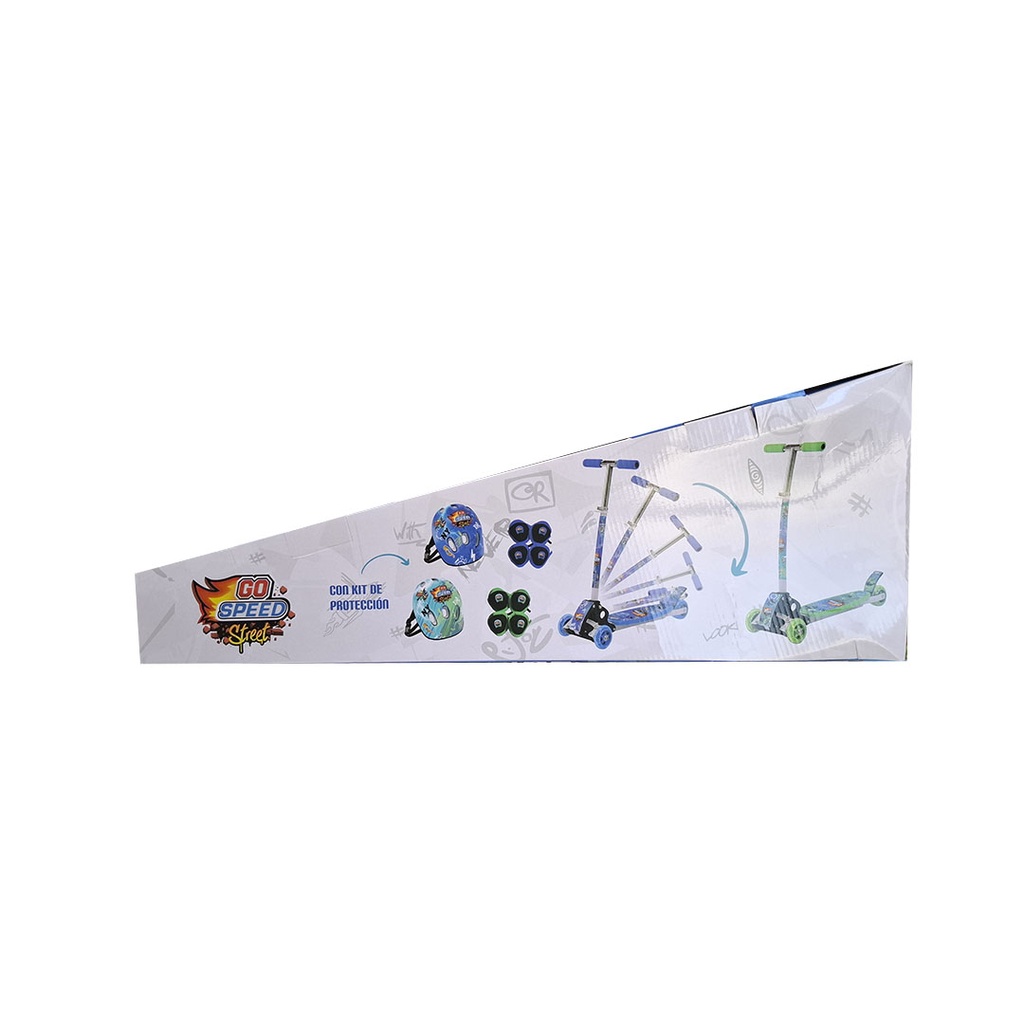 [8112274] MONOPATIN PLEGABLE METALICO GO SPEED + KIT DE PROTECCION 77x66x13CM 50KG