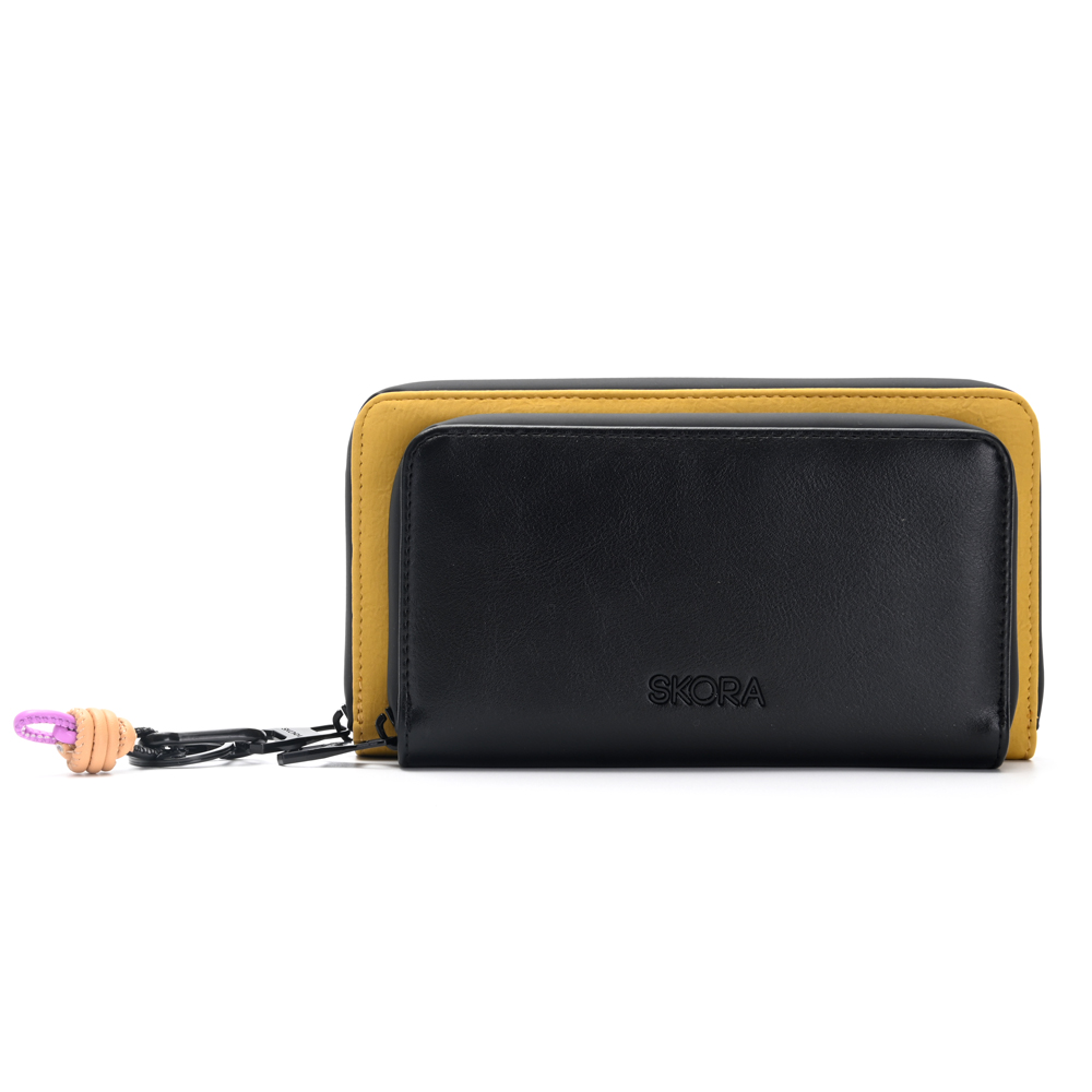 [541532-NEG] BILLETERA LURIL CON BOLSILLO FRONTAL Y LLAVERO SKORA (Negro)