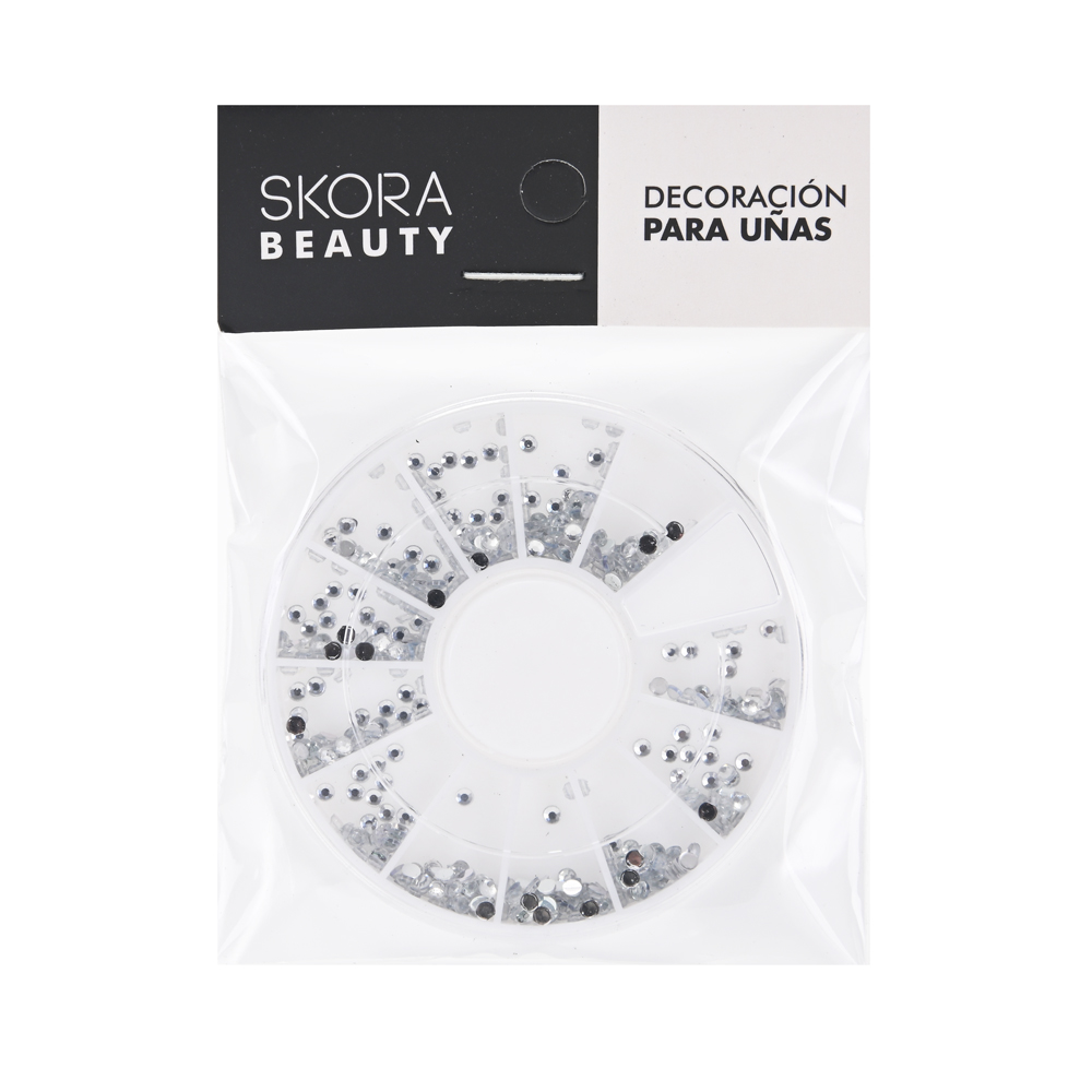 NAIL ART EN DISCO STRASS PLATEADO SKORA