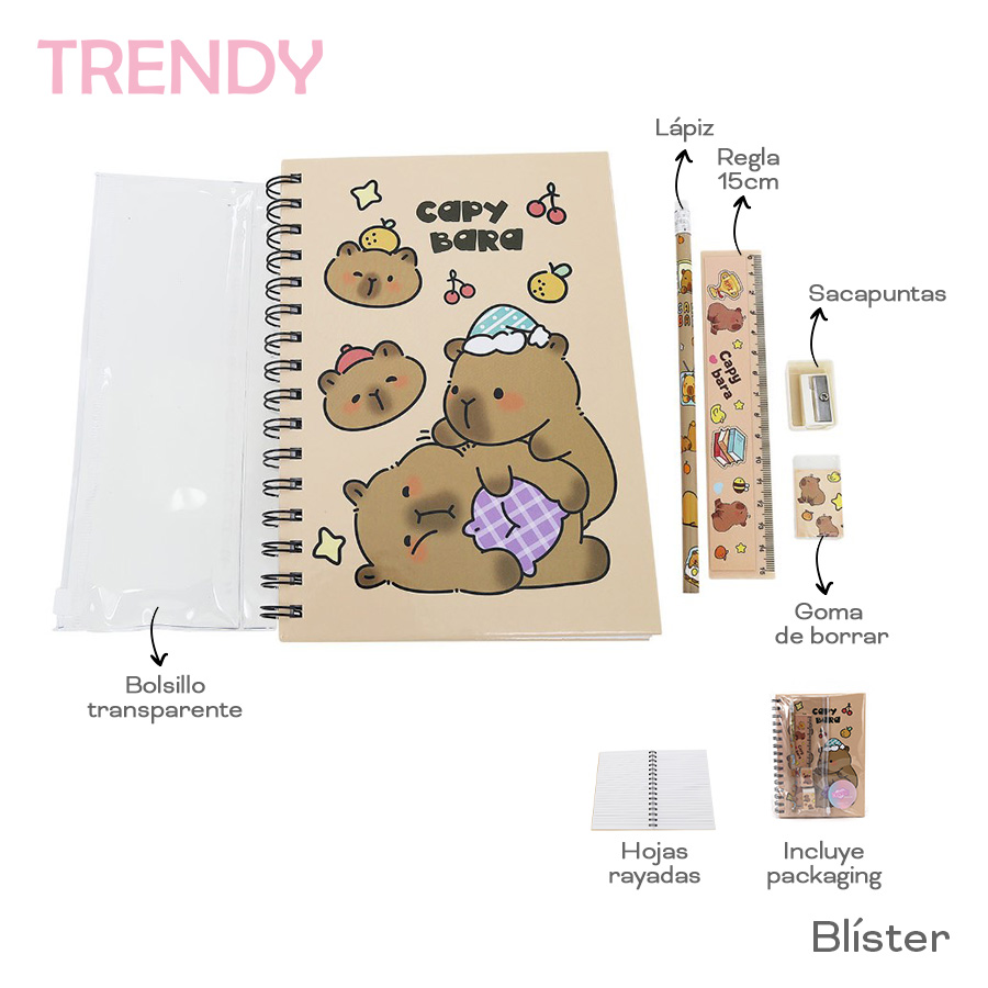 SET STATIONARY CAPYBARA TRENDY