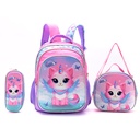 SET X3: MOCHILA CON LUNCHERA Y CARTUCHERA 16" SKORA